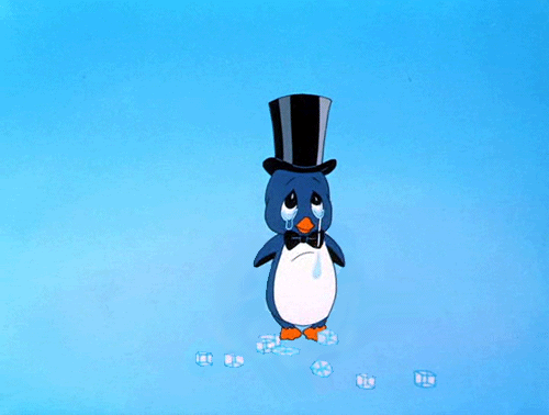 Image result for penguin crying ice cubes gif