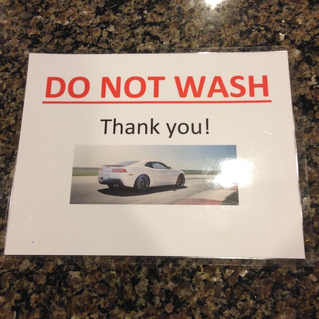 Dealership No Wash Sign Camaro5 Chevy Camaro Forum / Camaro ZL1, SS