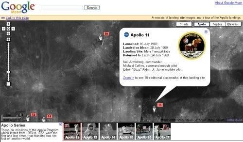 Imagem relacionada a Google Moon traz informações detalhadas das missões Apollo