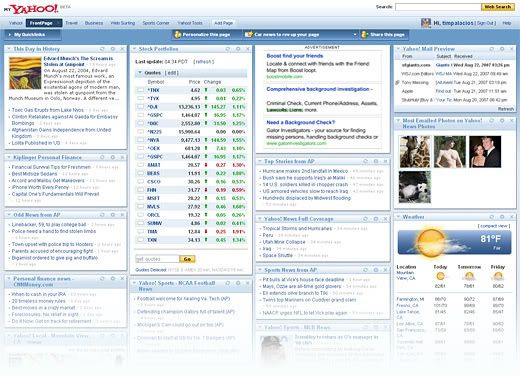 Imagem relacionada a Yahoo! estréia nova página personalizada