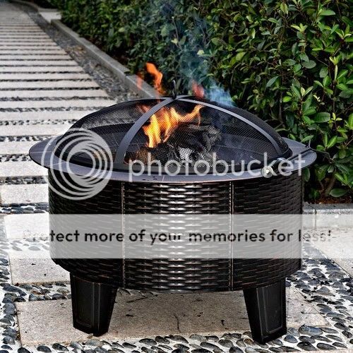 Backyard Outdoor Wood Burning Steel Bowl Fire Pit Patio Heater Fireplace Brick