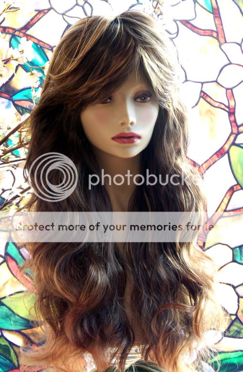 Styled Fashion Wigs Angelina Brown Auburn Blend Blonde Highlights 